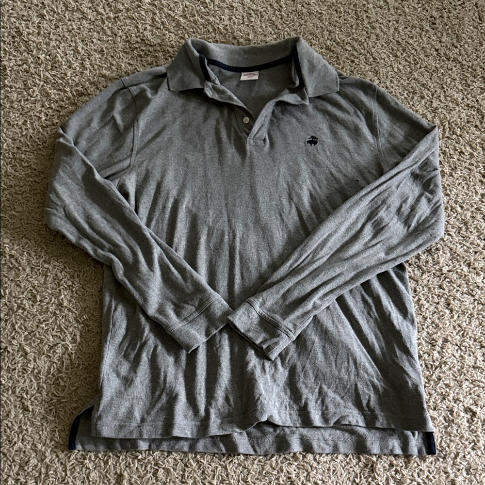 Brooks Brothers Men's Gray Long Sleeve Polo